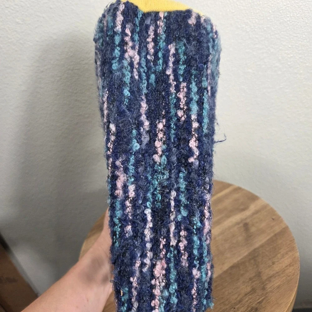 Textured Bouclé Kisslock Frame Clutch Bag Navy Mustard Pink Vintage Style